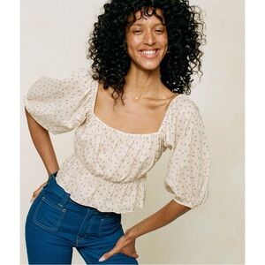 Christy Dawn Ivory Floral Puff Sleeve Blouse